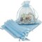 100 Pack 3x4 Blue Sheer Organza Gift Bags with Drawstring, Jewelry Candy Treat Wedding Party Favors Mesh Pouch